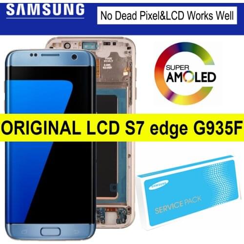 100% Original 5.5'' AMOLED LCD for SAMSUNG Galaxy S7 edge Display G935F SM-G935FD Touch Digitizer Assembly Replacement Parts