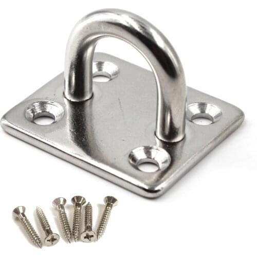 4PCS M6 Wall Mount Ceiling Hook 304 Stainless Steel Eye Pad Plate For Yoga Swings Hammock Boat Rigging With Screws