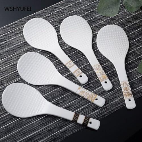5 retro smooth and delicate ceramic spoons, rice cooker, electric shovel, non-stick spoon, bone china spoon, creative spoon