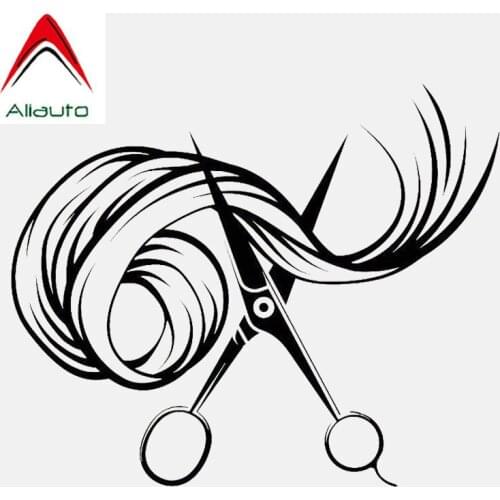Aliauto Cartoon Car Sticker Interesting Scissors Hair Beauty Salon Vinyl Decoration Reflective Creative Decal,15cm*12cm