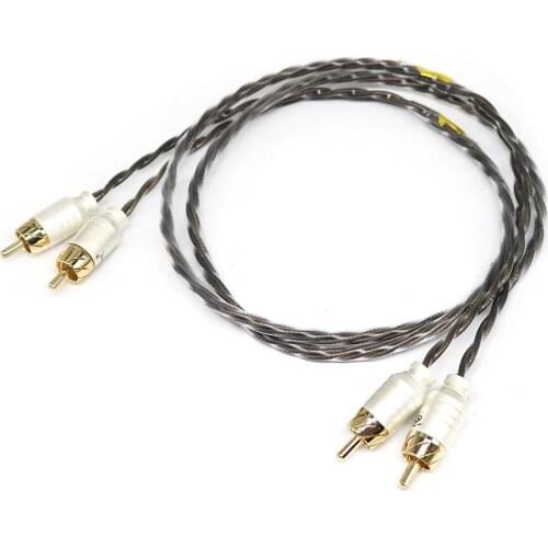 Yivosound OFC pure copper Silver Audio Extension Wire Cord Braid Aux Cable 2RCA to 2RCA Audio Cable