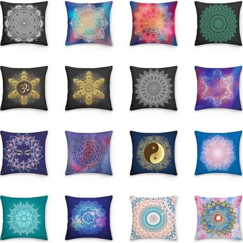 Double Sided Decorative Cushion Cover Mandala Pillow Case Polyester Throw Pillow Cover for Home Decor Sofa Pillowcase