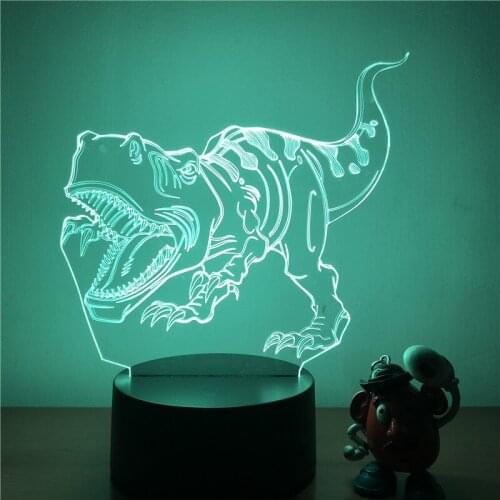 Tyrannosaurus Rex Dinosaur LED Night Light Action Figure 7 Colors Touch Table Decoration Light Optical Illusion Model