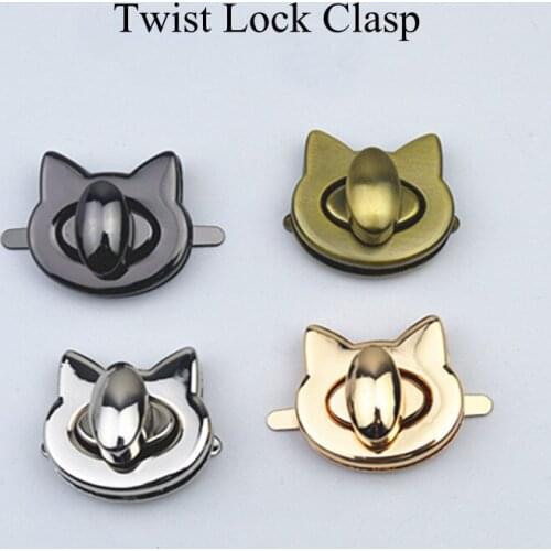 Bag Hardware Accessories Metal Cute Cat Bag Turn Lock Twist Lock Clasp For Leather Craft Women Handbag Shoulder Bag DIY Hardware