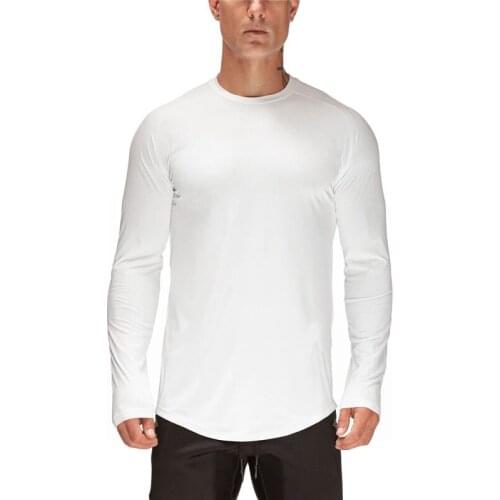 Running Shirt Men Mesh Fitness Tops Tees Sport O-neck T-shirt Gym Training Long Sleeve Workout Breathable Sportswear Jerseys