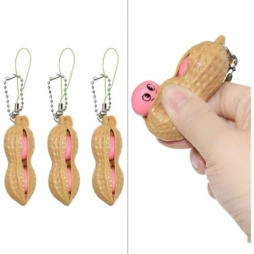 Sensory Stress Relief Fidget Toys Squeeze Beans Anxiety Relief Toys Infinite Peanut Edamame Toys Peas Beans Keychain