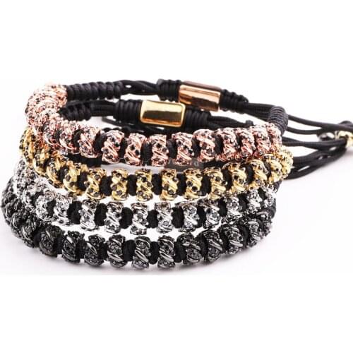 Jaravvi Micro CZ Pave Spacers Handmade Woven Macrame Friendship Luxury Bracelet Men Women Jewelry Gift