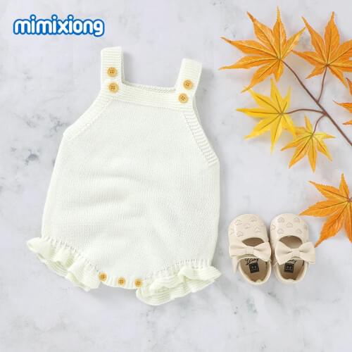 Fashion White Sleeveless Newborn Bebes Girls Knitted Bodysuits Clothes Spring Autumn Outerwear Toddler Kids Knitwear One Pieces