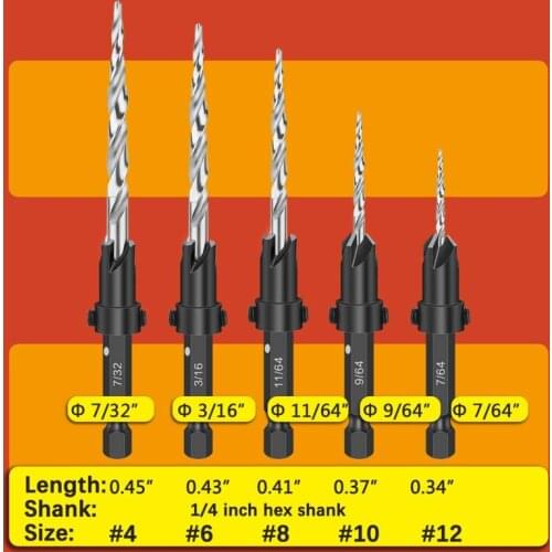 Countersink Drill Wood Oblique Hole Locator Drill Guide Set Hole Puncher Carpentry Tools Speed Steel Shank Inch Taper Drill