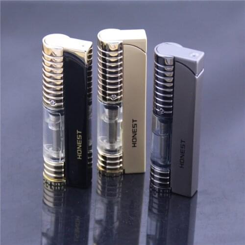 Ultra-thin Mini Long Strip Metal Gas Lighter Portable Windproof Lighter Refillable Butane Inflatable Cigarette Lighter