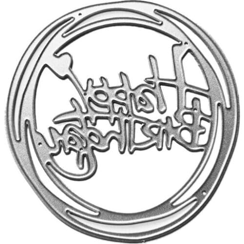 Happy Birthday Circle Metal Cutting Dies Stencil DIY Scrapbooking Album Stamp Paper Card Embossing Crafts Decor 85DA