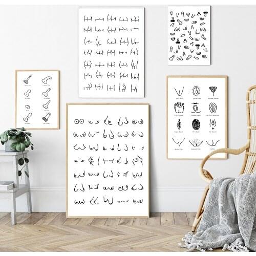 Minimalism Sexy Butt Boobs Line Drawing Canvas Painting Bathroom Toilet Poster Wall Art Picture Fashion Art Prints Bedroom Decor