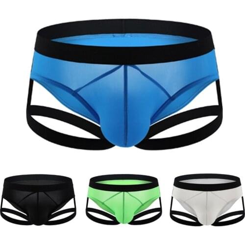 Mens sexy underwear boxer briefs bandage underwear ice silk briefs underwear breathable and quick-drying role performance
