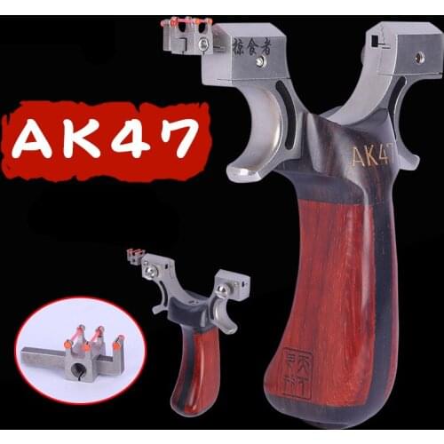 Stainless Steel Slingshot Sandalwood Handle Flat Rubber Band Precision Dart Outdoor Hunting Catapult Broadhead Archery