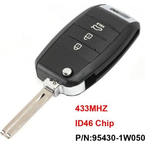 3 Button Upgraded Folding Flip Remote Car Key Fob 433MHz ID46 Chip Uncut Blade P/N: 95430-1W050 for Kia Rio 2011 2012 2013 2014