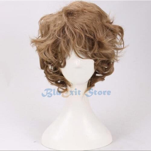 Halloween Synthetic Hair Cosplay Bilbo Short Curly Cosplay Wig Brown Hair for Adult