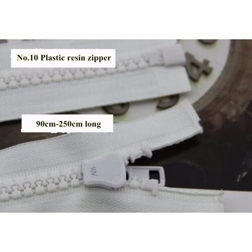 2pcs/lot NO.10 Plastic Resin Zipper White Color/90-250cm extra long/Open end for Tent Bag free shipping