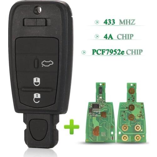 Bilchave 3 Buttons FSK 433Mhz PCF7952 4A Chip Car Remote Key Control For Fiat Viaggio With Uncut Blade Smart Key Replacement