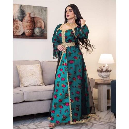Plus Size Dress for Women Eid Mubarak Middle East Dubai Turkish Moroccan Party Evening Robes Gold Thread Embroidered Abaya