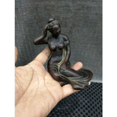 Rare Old Chinese Qing Dynasty purple sands Lady statue,Carved dragon and phoenix,best collection&adornment,free shipping