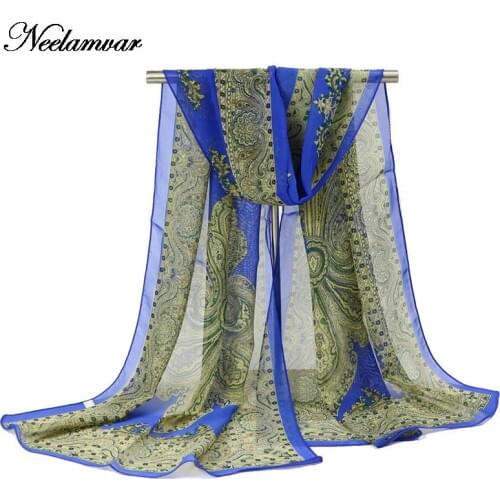 NEW Designer WOMAN scarves Porcelain printed soft chiffon Silk scarves for Girl pashmina Cape Tippet muffler 60*150cm