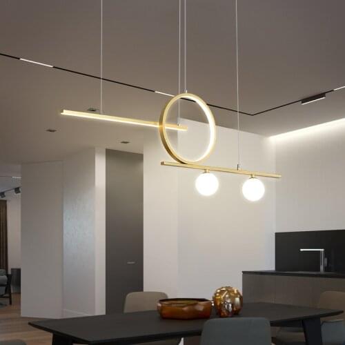 Modern Pendant Light for Dining Room Restaurant Bar Creative Black White Gold Line Lighting Fixtures Nordic Hanging Lamp WF1028