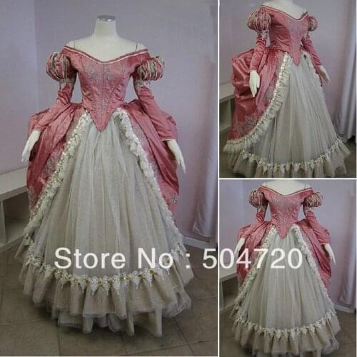 19 Century Pink Civil War Southern Belle Gown evening Dress/Victorian Lolita dresses/scarlett dress US6-26 V-252
