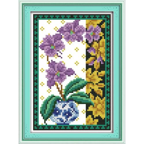 Everlasting Love Flowers (2) Chinese Cross Stitch Kits Ecological Cotton Stamped Printed 11CT DIY Wedding Decoration For Home