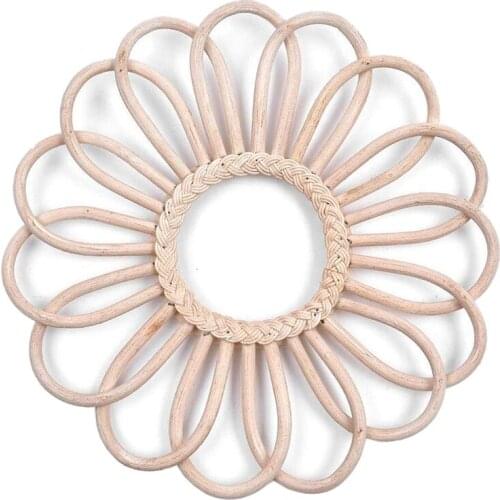 Vintage Round Decorative Wall Mirror Frame Bohemian Chic Wall Hanging Mirror Rattan Frame