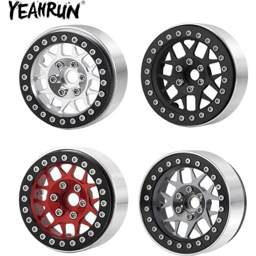 YEAHRUN 4PCS 1.9inch Aluminium Beadlock Wheels Rims 25mm Width for 1/10 SCX10 TRX4 RC Car