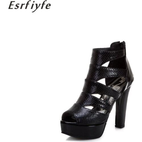 ESRFIYFE 2020 New Summer Women Sandals Women Platform Thick Soles Sandals High Heels Peep Toe Patent Leather Sexy Shoes Woman