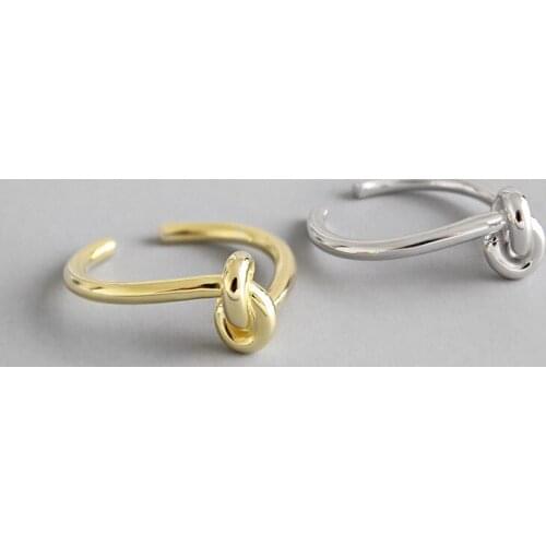 100% 925 sterling silver knot open joint rings for women bijoux femme anillos, new minimalist gold color ring 925 silver jewelry
