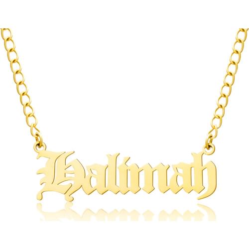 Women Necklace Customized Fashion Stainless Steel Name Necklace Personalized Letter Gold Choker Chain Pendant Nameplate Gift