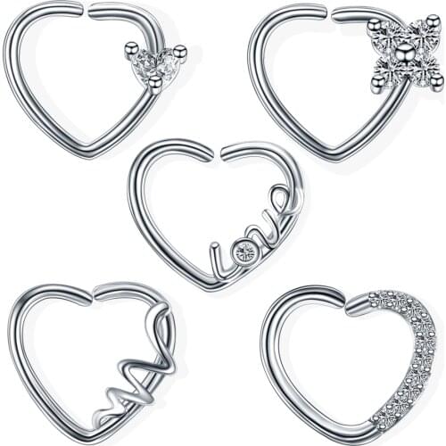 1PC Brass Crystal Gem Daith Heart CBR Piercing Ear Cartilage Tragus Piercing Rook Daith Upper Earrings Nose Rings Sexy Jewelry