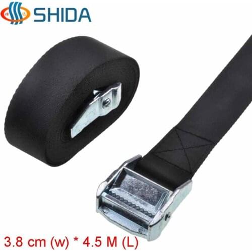 1pcs 3.8cm * 4.5Meters Metal Cargo Lashing Polyester Webbing Strap, Hold and Secure Ratchet Tie Down with Cam Buckle Winch Strap