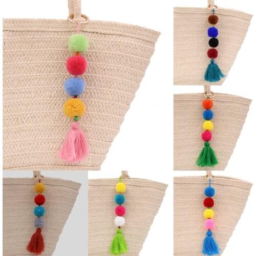 1pc Handmade Bag Hanging Women Accessories Charm Jewelry Cotton Tassels KeyChains Boho Style