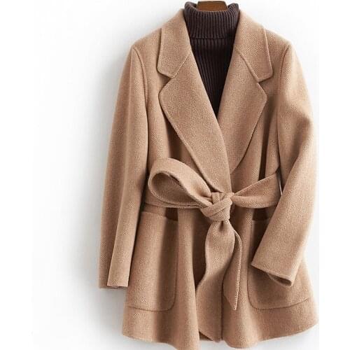 100% Wool Coat Autumn Winter Double Side Woolen Coats And Jackets Women Korean Jacket Manteau Femme My4087