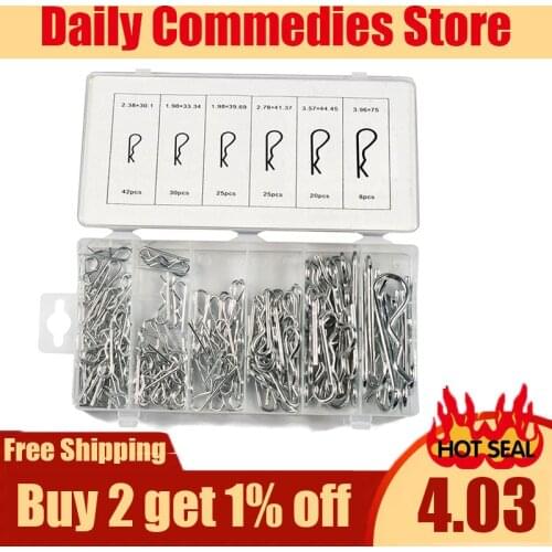 150PCS/SET Anti-Rust Hair Pin Hitch Retaining R Clip Lynch Cotter Spring Assorted Kit Split Cotter Pins Kit Set Fastener Pins