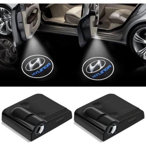 2pcs Car Styling Atmosphere Light For Hyundai Auto Emblem Door Welcome Light Car Symbol Decor Lamp