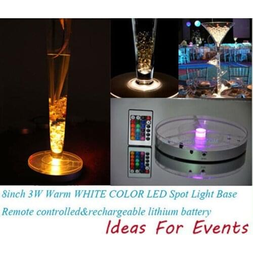 2 units/lot Rechargeable 8inch wedding centerpieces light base for candelabra vases lighting as party decoration with remote