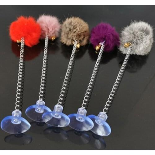 3pcs Cat Sucker Spring Bell Swing Ball Plastic Funny Cat Plush Ball Elastic Swing Toy Pet Cat Self Interactive toys
