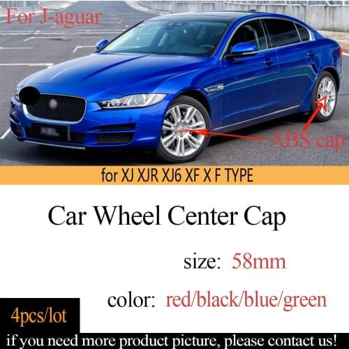 4X 58mm 60mm black red blue green car Wheel Center Caps Hub Rim covers For XJ XJR XJ6 XF X F TYPE Car accessories
