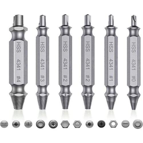 6Pcs Broken Screw Extractors Set Stripped Damaged Screw Remover Tool