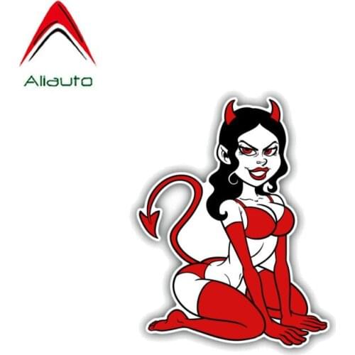 Aliauto Creative Car Sticker Woman Devil Sexy Love Accessories Reflective PVC Funny Decal for Motorcycle Mitsubishi VW,13cm*10cm