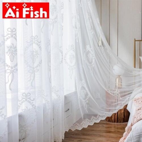 White Embroidered Vase in the ring pattern Curtain Tulle for Living Room Window Screen Kitchen Sheer Drape Blinds Panel MY529#4