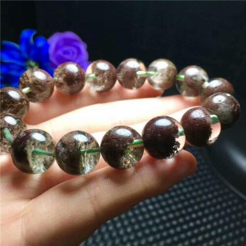 FREE SHIPPING Natural Crystal Bracelet Red Phantom Ghost Quartz 12.8-12mm AAA