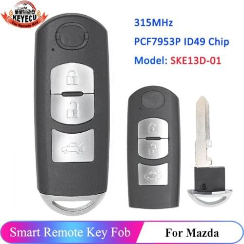 KEYECU Replacement Remote Key Fob 3 Button FSK 315MHz ID49 for Mazda Model SKE13D01 FCC ID: WAZSKE13D01