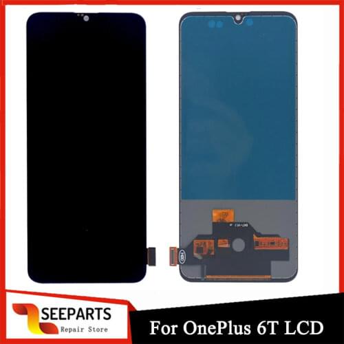 Oneplus 6T LCD Display + Touch Screen Panel Digitizer Assembly Replacement LCD Screen for One plus 6t Mobile Phone 6.41" + Tools