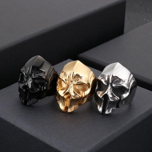European and American stainless steel mens ring punk retro skull ring jewelry