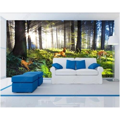 Custom photo wallpaper for walls 3d mural Modern forest big tree sika deer mural TV background wall papers home decor